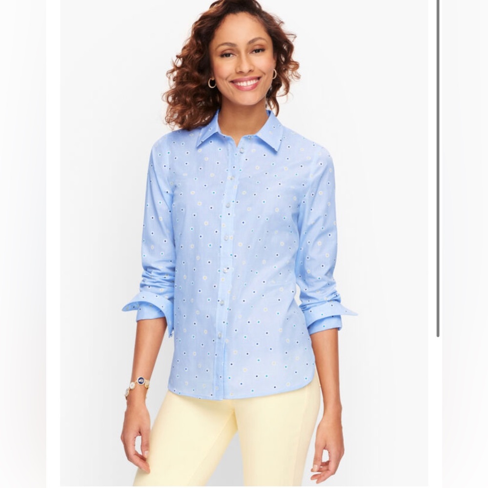 Talbots button Down Long Sleeve Daisy Print Shirt